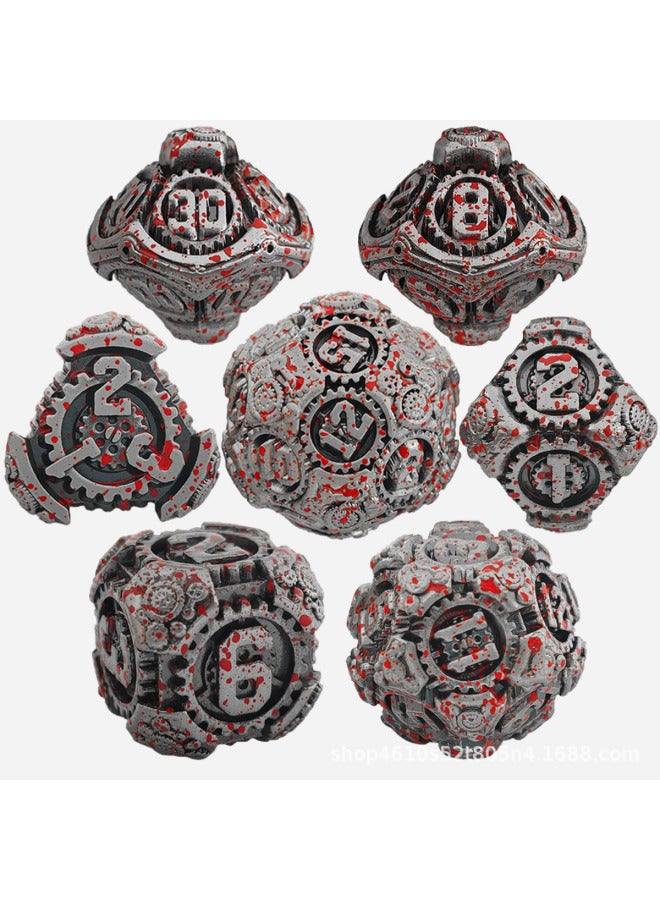 Mechanical Gear Metal Solid Dice 7-piece DND Dungeons & Dragons Polyhedron Sieve TRPG Table Game